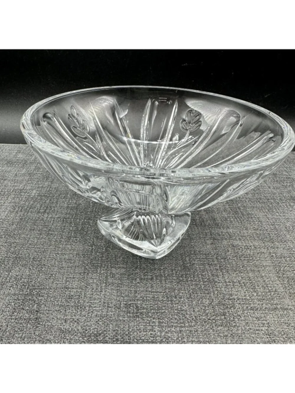 Vintage Crystal Footed Bowl Pedestal Candy Dish Starburst Fan 6.25